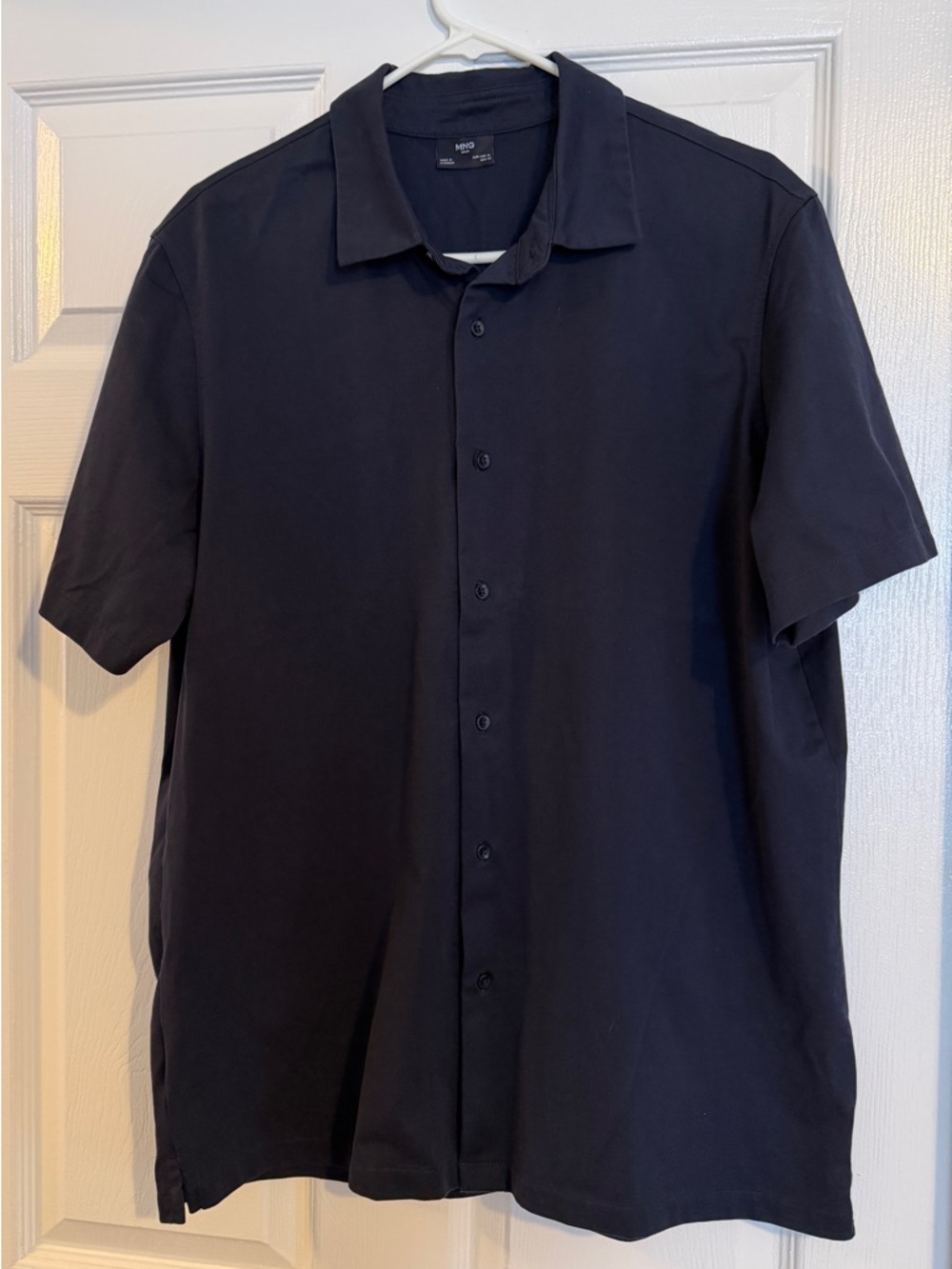 MNG Mens Short-Sleeve Button Shirt - Navy